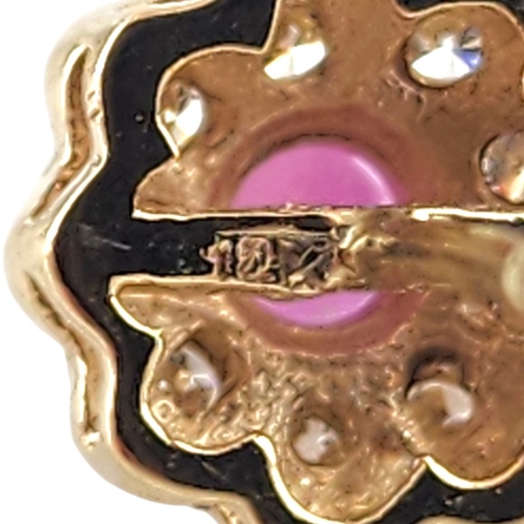 14 Karat Yellow Gold Diamond & Natural Pink Sapphire Halo Stud Earrings #19021 - Picture 6 of 8